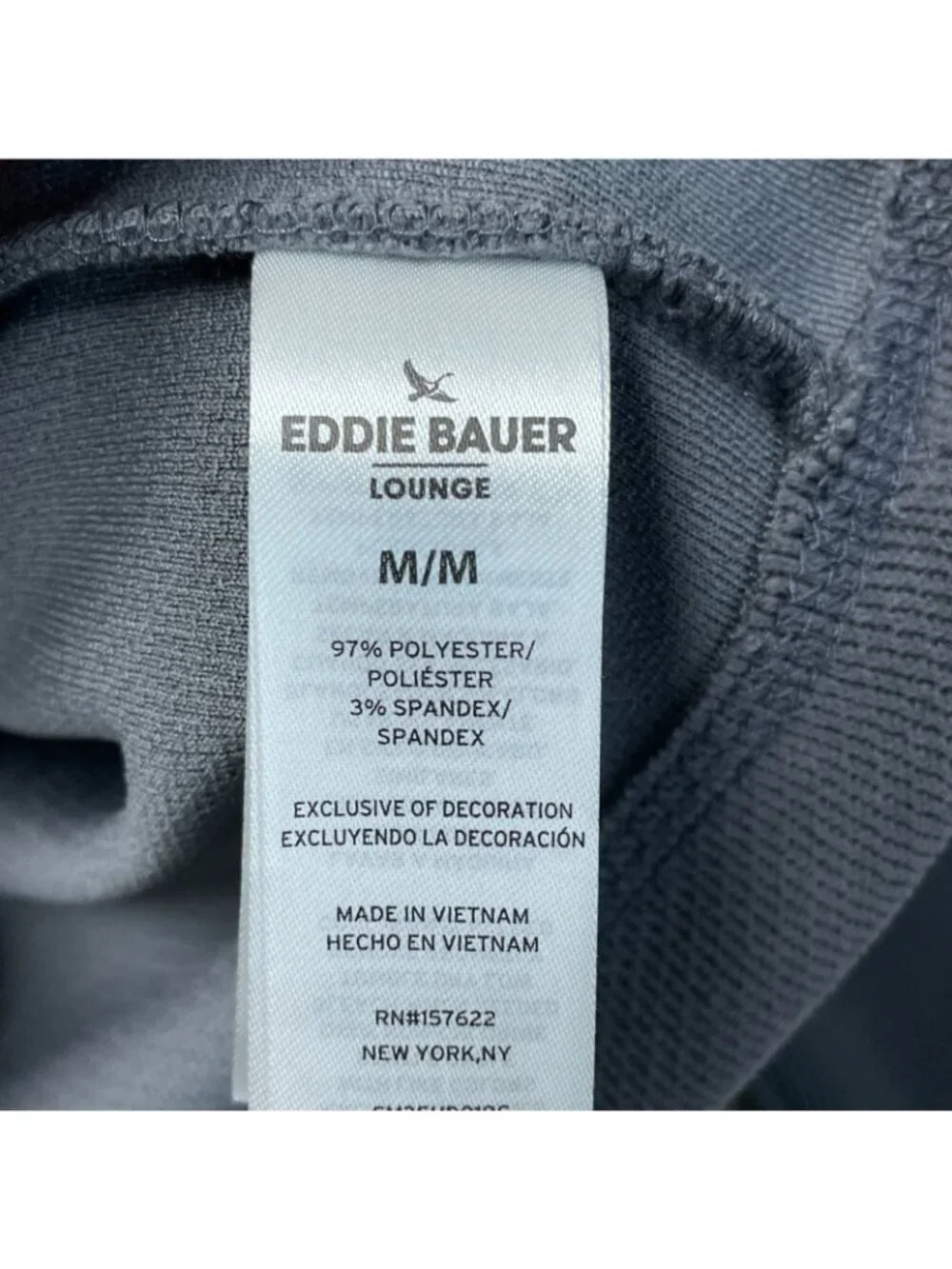Eddie Bauer Men's Medium Gray Textured Lounge Hoodie Polyester Blend e1515